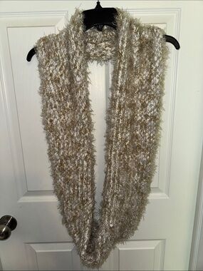 NWOT Mixit Fuzzy Infinity Scarf in Beige and Cream